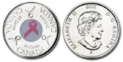 25-CENT -  2006 P 25-CENT - PINK RIBBON -  2006 CANADIAN COINS