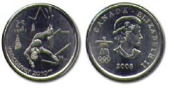 25-CENT -  2008 25-CENT - FREESTYLE SKIING -  2008 CANADIAN COINS 07