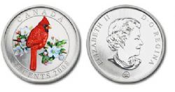 25-CENT -  2008 25-CENT - NORTHERN CARDINAL (SP) -  2008 CANADIAN COINS 04