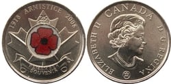 25-CENT -  2008 25-CENT - POPPY - BRILLIANT UNCIRCULATED (BU) -  2008 CANADIAN COINS