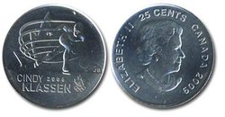 25-CENT -  2009 25-CENT - CINDY KLASSEN - BRILLANT UNCIRCULATED (BU) -  2009 CANADIAN COINS 15