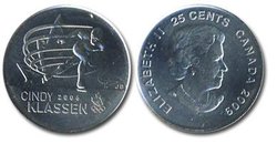 25-CENT -  2009 25-CENT - CINDY KLASSEN (BU) -  2009 CANADIAN COINS 15