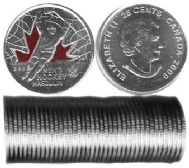 25-CENT -  2009 25-CENT - COLORED MEN'S HOCKEY - 40 COINS PACK (BU) -  2009 CANADIAN COINS 13
