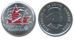 25-CENT -  2009 COLORED 25-CENT - CINDY KLASSEN - BRILLANT UNCIRCULATED (BU) -  2009 CANADIAN COINS 15