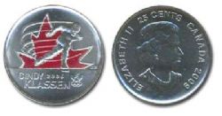 25-CENT -  2009 COLORED 25-CENT - CINDY KLASSEN (PL) -  2009 CANADIAN COINS 15