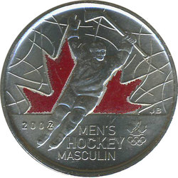 25-CENT -  2009 COLORED 25-CENT - MEN'S HOCKEY (BU) -  2009 CANADIAN COINS 13