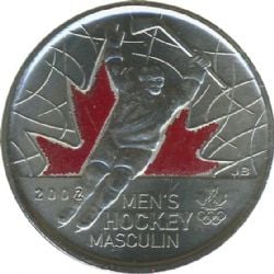 25-CENT -  2009 COLORED 25-CENT - MEN'S HOCKEY (PL) -  2009 CANADIAN COINS 13
