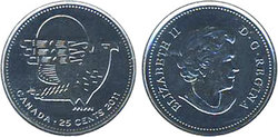 25-CENT -  2011 25-CENT - PEREGRINE FALCON - BRILLIANT UNCIRCULATED (BU) -  2011 CANADIAN COINS