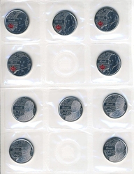 25-CENT -  2012 25-CENT - SIR ISAAC BROCK - SET OF TEN COINS -  2012 CANADIAN COINS
