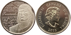 25-CENT -  2012 25-CENT - TECUMSEH - BRILLIANT UNCIRCULATED (BU) -  2012 CANADIAN COINS