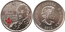25-CENT -  2012 COLORED 25-CENT - SIR ISAAC BROCK (BU) -  2012 CANADIAN COINS