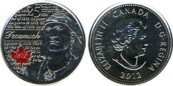 25-CENT -  2012 COLORED 25-CENT - TECUMSEH (BU) -  2012 CANADIAN COINS