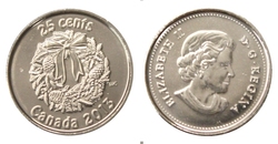 25-CENT -  2013 25-CENT - CHRISTMAS WREATH (BU) -  2013 CANADIAN COINS 10