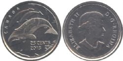 25-CENT -  2013 25-CENT - LIFE IN THE NORTH (BELUGAS BRILLIANT FINISH) -  2013 CANADIAN COINS