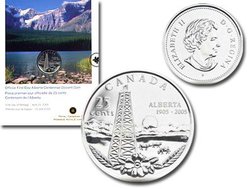 25-CENT -  ALBERTA CENTENNIAL - OFFICIAL FIRST DAY COIN -  2005 CANADIAN COINS