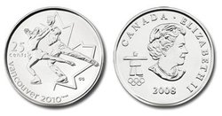 25-CENT -  FIGURE SKATING - OFFICIAL FIRST DAY COIN -  2008 CANADIAN COINS 08