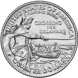 25-CENT -  GENERAL GEORGE WASHINGTON CROSSING THE DELAWARE 