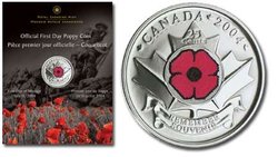 25-CENT -  POPPY - OFFICIAL FIRST DAY COIN -  2004 CANADIAN COINS