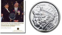 25-CENT -  YEAR OF THE VETERAN - OFFICIAL FIRST DAY COIN -  2005 CANADIAN COINS