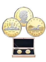 30TH ANNIVERSARY OF THE LOONIE -  1 DOLLAR 2-COIN SET - 1987 TO 2017 -  2017 CANADIAN COINS