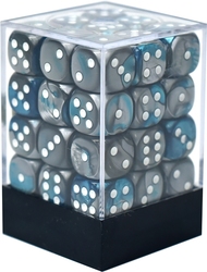 36D6 12MM STEEL/TEAL WITH WHITE DOTS -  GEMINI
