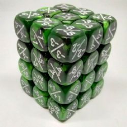 36D6 POSITIVE/NEGATIVE DICE COUNTERS SET -  GREEN AND BLACK
