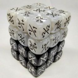 36D6 POSITIVE/NEGATIVE DICE COUNTERS SET -  WHITE AND BLACK