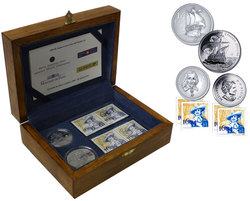 400TH ANNIVERSARY OF THE FIRST FRENCH SETTLEMENT IN NORTH AMERICA (ILE SAINTE-CROIX) - COINS AND STAMPS SET -  2004 CANADIAN COINS