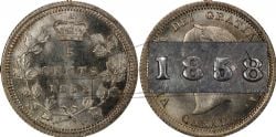 5-CENT -  1858 5-CENT - LARGE DATE RP1 (AG) -  1858 CANADIAN COINS