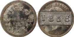 5-CENT -  1858 5-CENT - LARGE DATE RP2 (AG) -  1858 CANADIAN COINS