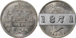 5-CENT -  1871 5-CENT 7 OVER 7 (VG) -  1871 CANADIAN COINS