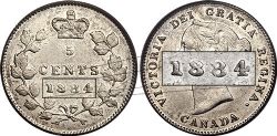 5-CENT -  1884 5-CENT FAR-4, BLUNT 4 -  1884 CANADIAN COINS