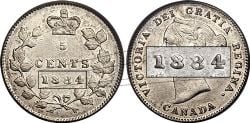 5-CENT -  1884 5-CENT FAR-4, BLUNT 4 (AU) -  1884 CANADIAN COINS