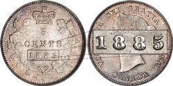 5-CENT -  1885 5-CENT LARGE-5/5 -  1885 CANADIAN COINS