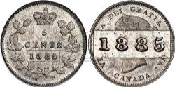 5-CENT -  1885 5-CENT SMALL-5 -  1885 CANADIAN COINS