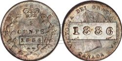 5-CENT -  1886 5-CENT LARGE-6 -  1886 CANADIAN COINS