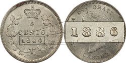 5-CENT -  1886 5-CENT SMALL-6 -  1886 CANADIAN COINS