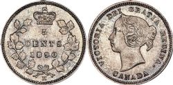 5-CENT -  1890H 5-CENT -  1890 CANADIAN COINS