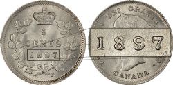 5-CENT -  1897 5-CENT NARROW 8 -  1897 CANADIAN COINS