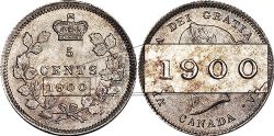 5-CENT -  1900 5-CENT ROUND O -  1900 CANADIAN COINS