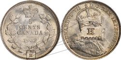 5-CENT -  1902 5-CENT LARGE H -  1902 CANADIAN COINS