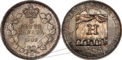 5-CENT -  1902 5-CENT LARGE OVER SMALL H -  1902 CANADIAN COINS