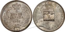5-CENT -  1902 5-CENT SMALL H -  1902 CANADIAN COINS
