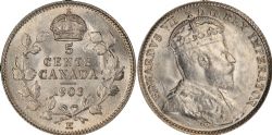 5-CENT -  1903 5-CENT LARGE H -  1903 CANADIAN COINS
