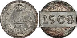 5-CENT -  1908 5-CENT LARGE DATE -  1908 CANADIAN COINS