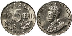 5-CENT -  1922 5-CENT -  1922 CANADIAN COINS