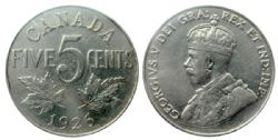 5-CENT -  1926 5-CENT FAR 6 -  1926 CANADIAN COINS