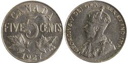 5-CENT -  1927 5-CENT (CIRCLATED) -  1927 CANADIAN COINS