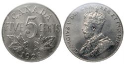 5-CENT -  1928 5-CENT (CIRCLATED) -  1928 CANADIAN COINS