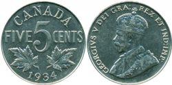 5-CENT -  1934 5-CENT FAR-S -  1934 CANADIAN COINS